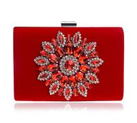 KXQYIKYI PU Woman Day Clutch Frich Floral Diamonds Borse da sera bianche in pelle METALE METALE FATTURA BASSE FEMILE (NERO)