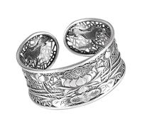 KXQYIKYI Pure 999 braccialette d'argento sterling per donne ampie loto classico classico Buddhismo tibetano gioielli