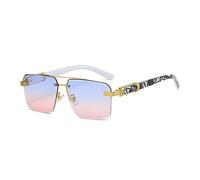 KXQYIKYI Retro Metallo Doppio Ponti Quadrato Donne Occhiali Da Sole di Lusso Moda Senza Montatura Gradiente Ocean Film UV400 Uomini Occhiali Da Sole