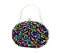 KXQYIKYI Sacchetto da Sequestro da Sequestro di Paillettes Uova Ovale Cross-Body trasportare Una Frizione di Paillettes Nera Colorata