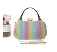 KXQYIKYI Secchio Rainbow Color Diamonds Day Clutch con borse da sera a catena della spalla Porta perla (C)