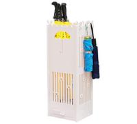 KXQYIKYI Supporto per ombrello Porta ombrello in legno, supporto per ombrello quadrato con vassoio gocciolante rimovibile, organizzatore per canne/bastone da passeggio/mazze da golf, bianco