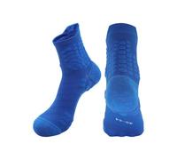 KXUIJCC Calze da badminton professionali per uomini e donne che corrono calzini sportivi che assorbono sudore e respirabili calzini da basket da ciclismo a tubo medio, blu, L