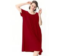 KXUIJXLCCH Pigiami Due Pezzi da Donna Abito Midi da Casa A Maniche Corte in Morbido Cotone Sciolto Taglie Forti,Rosso 4,6XL