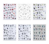 KXUSW Adesivi Unghie，6 Immagini Adesivi per Unghie，Decorazioni Unghie，Adesivi per Unghie Personalizzati，Adesivi per Unghie con Farfalle e Stelle，per La Nail Art Fai da Te(6 Stili)