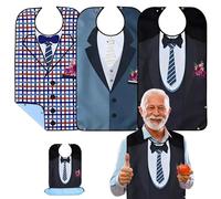 KXVXXV 3 bavaglini per adulti, impermeabili, unisex, con vaschetta di raccolta con bottoni a pressione, riutilizzabili