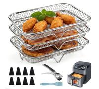 KXVXXV Airfryer cesti impilabili, griglia per friggitrice ad aria calda, 19.5 x 13.5 x 4 cm, accessorio in acciaio inox