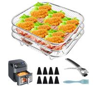 KXVXXV Airfryer cesti impilabili, griglia per friggitrice ad aria calda, 20 cm, accessori per friggitrice ad aria calda Cosori 5,5 l/6 l, per Ninja Max Pro 6,2 L AF180 EU, accessorio in acciaio inox