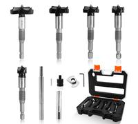 KXVXXV Forstner Set di punte per legno (15/20/25/30/35 mm) per trapano Forstner migliorato con asta di prolunga, asta di collegamento M10