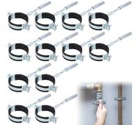 KXVXXV Set di fascette stringitubo da 50 mm, 12 fascette stringitubo + 12 tasselli + 12 viti prigioniere, fascette per tubi in acciaio inox, per canali, condotti di ventilazione