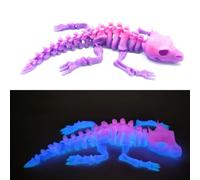 KXWDKJ 3-D Printed Animals 3-D Printed Stuff Drago Teschio Articolato per Decorazione Home Office, Scrivania Executive, Regali Fantasia-Glow-in-the-Dark Rainbow