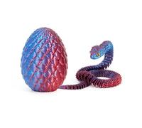 KXWDKJ 3D Stampato Uovo 3D Stampato Fidget Serpente Completamente Articolato con Occhi Realistici per Casa Ufficio Scrivania Esecutiva Decorazione-Laser Red Blue
