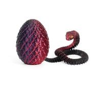 KXWDKJ 3D Stampato Uovo 3D Stampato Fidget Serpente Completamente Articolato con Occhi Realistici per Casa Ufficio Scrivania Esecutiva Decorazione-Laser Red Black
