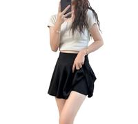 Kxydlww Gonna Basic da Donna Ragazze Svasato Casual Mini Scuola Tennis Skater Casual Gonna Tinta Unita Lingerie Gonna Corta Vita Alta Versatile Elastica Gonna