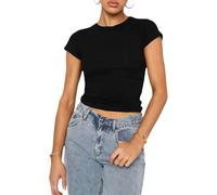 Kxydlww Maglietta Donna T-Shirt Girocollo a Maniche Corte con vestibilità Classica Sexy Top Solido Taglio Slim Aderente Ragazza Y2K Maglie Maglia Basic Evolution T