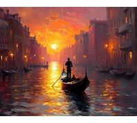 KY-link Kit stampati a punto croce, Venezia al crepuscolo romantica giro in gondola, kit punto ago ricamo artigianale, kit principianti principianti, regali fatti a mano fai da te 11CT 3 fili