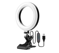kyaoayo Luce ad anello con clip, luce ad anello per selfie da 6" con telecomando, 3 modalità dimmerabili, 10 livelli di luminosità, girevole a 360°, per monitor PC, videochiamata, streaming live e
