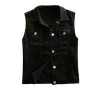 KYATON Giacca Uomo Women Vest Primavera Summer Sleeveless Big Size Women's Jeans Denim Gia A Gia A Femmina-e-Nero-s