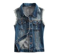 KYATON Giacca Uomo Women Vest Primavera Summer Sleeveless Big Size Women's Jeans Denim Gia A Gia A Femmina-Profondo Blu-XL