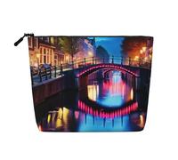 Kycvds Amsterdam Night View Piccola borsa cosmetica da viaggio accessori borsa portaoggetti scatola cosmetica regalo di compleanno regalo di Natale bella, Nero , Taglia unica