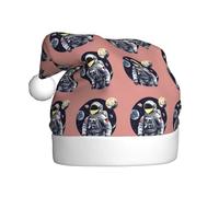 Kycvds Astronauta On The Moon 1 Cappello di Babbo Natale Vacanza Per Adulti Unisex Velvet Comfort Extra Addensare Cappello Per Capodanno