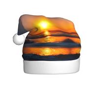Kycvds Bellissimo cappello da Babbo Natale all'alba oceano per adulti unisex in velluto comfort extra spesso cappello per Capodanno