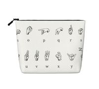 Kycvds Borsa per cosmetici in lingua dei segni dell'alfabeto, per accessori da viaggio, regalo di compleanno o di Natale, Nero , taglia unica