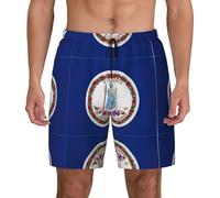 Kycvds Costume da bagno da uomo con bandiera della Virginia State, con corda in vita e due tasche laterali, pantaloncini da spiaggia