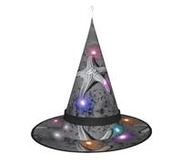 Kycvds I cappelli da strega di Halloween della conchiglia delle stelle marine estive sono decorati con luci, che decorano grandi forniture per feste di Halloween.
