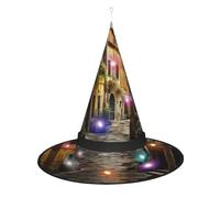 Kycvds I cappelli da strega di Halloween della vecchia strada italiana sono decorati con luci, che decorano grandi forniture per feste di Halloween.