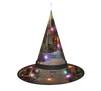 Kycvds I cappelli da strega di Halloween della vecchia strada italiana sono decorati con luci, che decorano grandi forniture per feste di Halloween.
