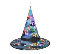 Kycvds I cappelli da strega multicolore di carta origami sono decorati con luci, che decorano grandi forniture per feste di Halloween.