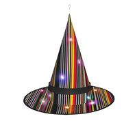 Kycvds I cappelli verticali della strega di Halloween delle strisce colorate sono decorati con luci, che decorano grandi forniture per feste di Halloween.