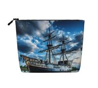 Kycvds Piccola borsa cosmetica da viaggio con nave pirata vecchia nave pirata nel mare, borsa per cosmetici, regalo di compleanno, regalo di Natale bello, Nero , Taglia unica