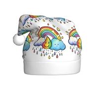 Kycvds Rainbow Clouds Raindrop, 1 cappello da Babbo Natale, unisex, in velluto, comodo, extra spesso, per il nuovo anno