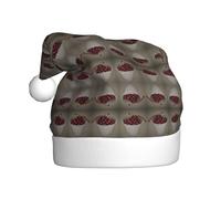 Kycvds Secchio con pieno di ciliegie cappello di Babbo Natale vacanza per adulti unisex velluto comfort extra spesso cappello per Capodanno