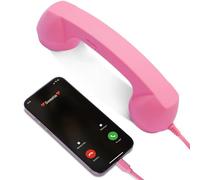 Kyduu Cuffia Telefonica Retrò, Cornetta Vintage del Telefono per Cellulare in ABS, Ricevitore Telefonico per iPhone/Android, Ricevitore Cellulare Tipo C Vecchio Stile, Rosa