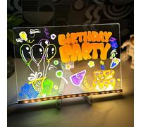 Kyduu Lavagna in acrilico con illuminazione e supporto, Lavagna per appunti con luce notturna a LED, Tavolo da disegno illuminato a LED, con penna in 7 colori, acrilico bacheca per messaggi (30x20cm)