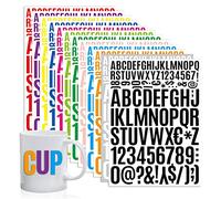 KyeeaDIY 12 Fogli Vinyl Adesivi Lettere Alfabeto, Adesivi Lettere e Numeri, Numeri Colorati Adesivo Piccoli da 0 a 9 Alphabet Letters Stickers per Scrapbook Regalo fai da te (12 Colori)