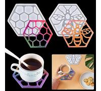 KyeeaDIY 2 Pezzi Stampi Resina Epossidica Favo Ape Stampo in resina siliconica per Sottobicchieri Esagonale DIY Stampo in Silicone per Resina per Fai da te Bee Coaster Resin Mold