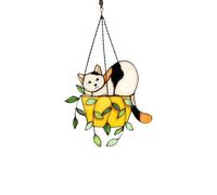 KyeeaDIY Gatto Acchiappasole per Finestra Gatto Appeso Vetro Colorato per Finestra Vetro Colorato Acchiappasole Suncatcher Decorazione per Finestra Home Garden Decor