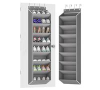 KYEVIS Organizer per scarpe da appendere sopra la porta, con 8 grandi tasche profonde, scarpiera stretta, adatta per 16-24 paia di organizer per scarpe, in bagno, dispensa (grigio scuro e grande)
