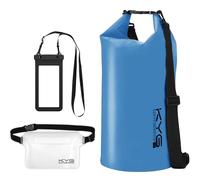KYG Borsa Impermeabile a Tracolla Regolabile Dry Bag 5L/10L/20L Kit 3 in 1 Marsupio impermeabile, custodia per cellulare Waterproof Zaino Per Nuoto Trekking Surf Rafting Campeggio 20L Cielo Blu