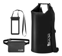 KYG Borsa Impermeabile a Tracolla Regolabile Dry Bag 5L/10L/20L Kit 3 in 1 Marsupio impermeabile, custodia per cellulare Waterproof Zaino Per Nuoto Trekking Surf Rafting Campeggio 5L Nero