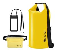 KYG Borsa impermeabile da 20 L in PVC, con tasca per smartphone e cintura con cinghia regolabile, ideale per spiaggia e sport all'aria aperta, come rafting, kayak, navigazione, escursionismo, sci