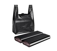 KYHYFJMD Confezione da 100 sacchetti in plastica nera per magliette, 32,6 x 16,5 x 53,3 cm, sacchetti neri per spesa, shopping, casa, supermercato, ristoranti