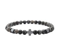 KYINYUECH 1 braccialetto da uomo con perline incrociate in howlite naturale da 6 mm, occhio di tigre, ematite, Pietra