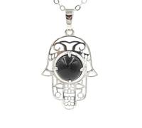 KYINYUECH 1 collana a forma di mano per donne e uomini, con pietre naturali rotonde cabochon con ciondolo a forma di perle, Pietra