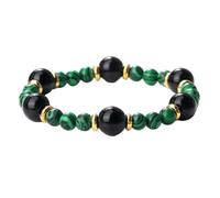 KYINYUECH 1pc Malachite Naturale Occhio di Tigre Bracciali 6mm 10mm Pietra Perline Corda Elastica Del Braccialetto Per Gli Uomini Delle Donne Coppia Regali, Pietra