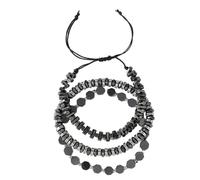 KYINYUECH 1pc Naturale Mezza Perlina Stringa Bracciale Da Uomo Nero Calcolo Distanziale Pino Cilindrico Bracciale Per Le Donne Uom, Pietra